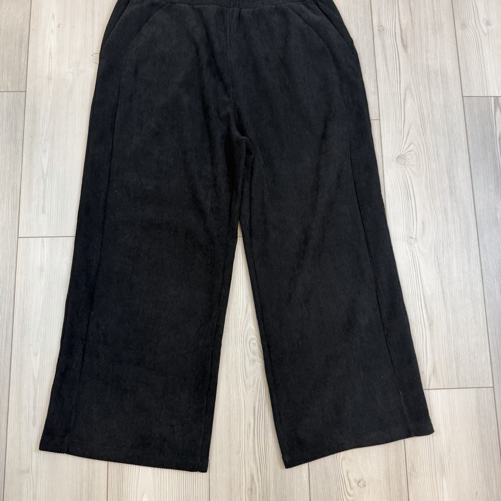 Halara HighWaisted Pocket Straight‎ Leg Corduroy Casual Pants XL Petite Black - Picture 3 of 10